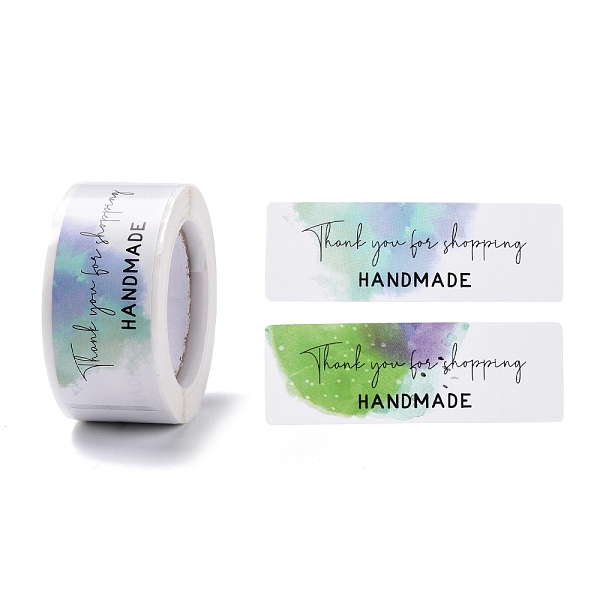 

PandaHall Self-Adhesive Paper Gift Tag Youstickers, Rectangle with Word Thank You for shopping HANDMADE Appreciation Stickers Labels, for...