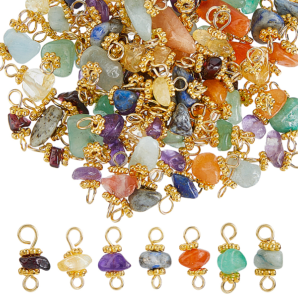 84Pcs 7 Colors Natural Gemstone Connector Charms