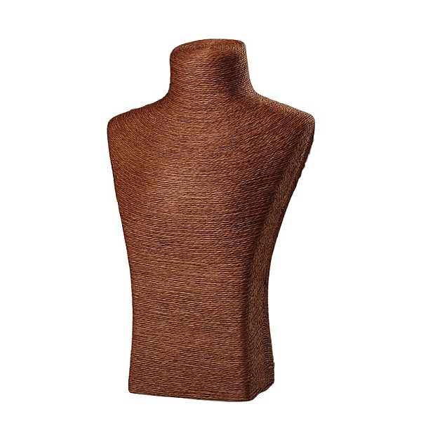 

PandaHall Stereoscopic Necklace Bust Displays, PU Mannequin Jewelry Displays, Covered by Rattan, Saddle Brown, 290x180x75mm Rattan Brown