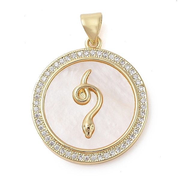 

PandaHall Brass Micro Pave Clear Cubic Zirconia Pendants, with Shell,Flat & Snake, Real 18K Gold Plated, 24.5x22x3mm, Hole: 4mm Brass+Cubic...