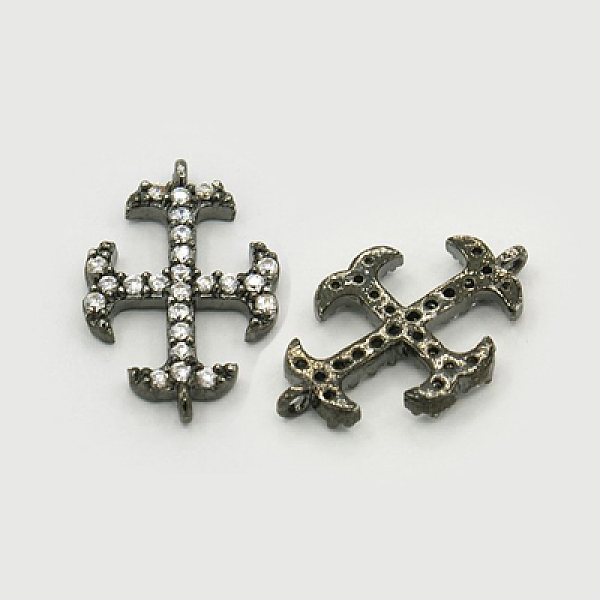 

PandaHall Brass Cubic Zirconia Links, Cross, Gunmetal, 20x13x3mm, Hole: 1mm Brass+Cubic Zirconia Cross