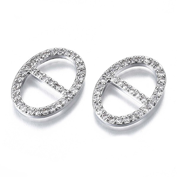 

PandaHall Brass Micro Pave Clear Cubic Zirconia Links Connectors, Cadmium Free & Nickel Free & Lead Free, Oval, Real Platinum Plated...