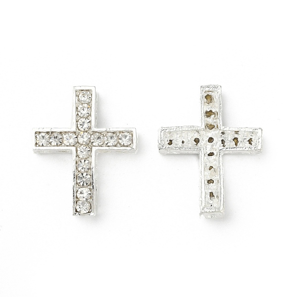 

PandaHall Alloy Rhinestone Beads, Grade A, Cross, Silver Color Plated, Crystal, 25x20x6mm, Hole: 1.5mm Alloy+Rhinestone Cross Clear