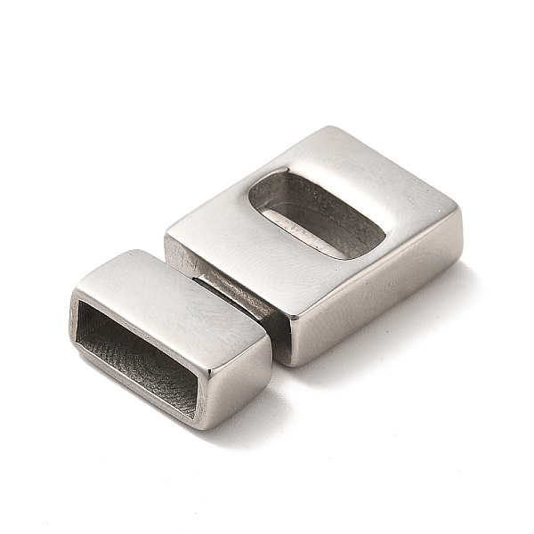 

PandaHall 304 Stainless Steel Magnetic Clasps with Glue-in Ends, Rectangle, Stainless Steel Color, 28x15x6mm, Hole: 13x4mm 304 Stainless...