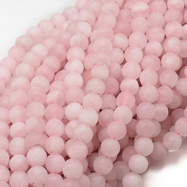 

PandaHall Frosted Natural Rose Quartz Bead Strands, Round, 4mm, Hole: 0.8mm, about 100pcs/strand, 15 inch~16 inch Rose Quartz Round
