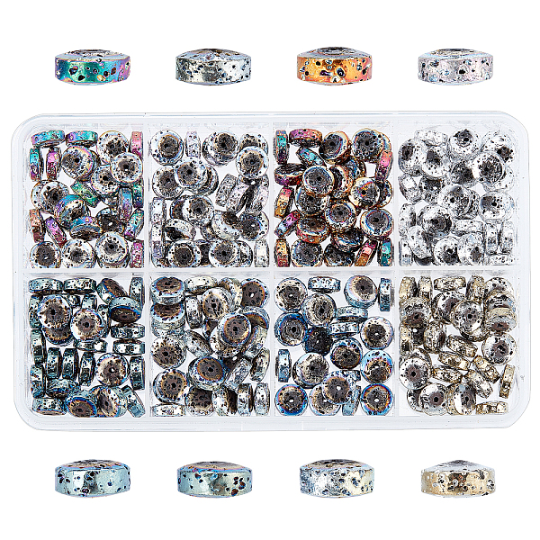 240 pièce de perles de pierre de lave naturelle électrolytique de 8 couleurs