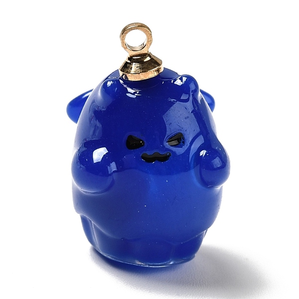 

PandaHall Halloween Theme Opaque Resin Pendants, with Light Gold Tone Alloy Findings, Little Monster, Blue, 21x13.5x14mm, Hole: 1.5mm...