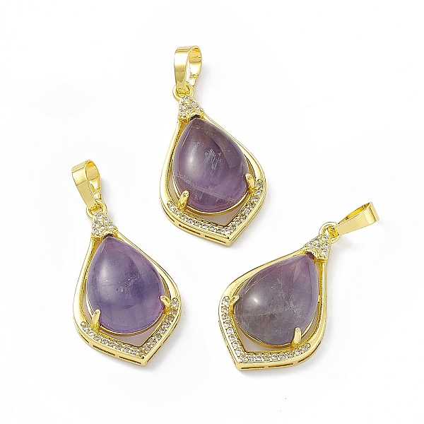 

PandaHall Natural Amethyst Pendants, Teardrop Charms, with Golden Tone Rack Plating Brass Findings, Cadmium Free & Lead Free, 32x18.5x9.5mm...