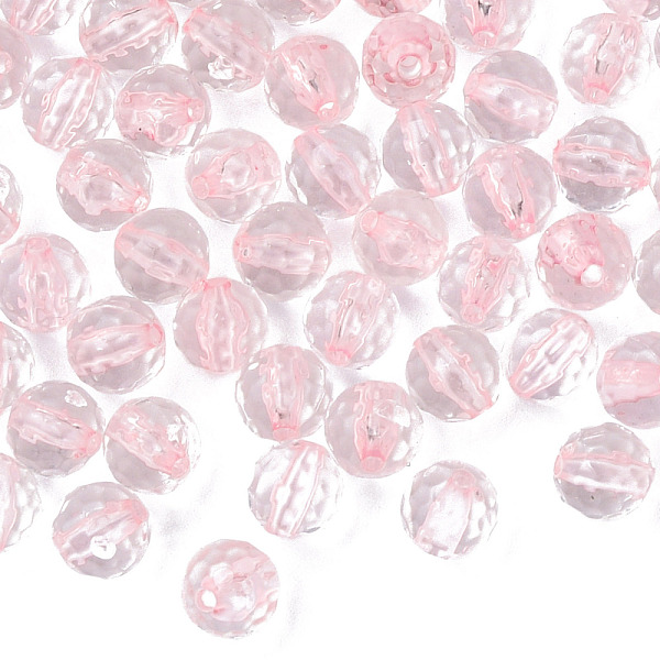 

PandaHall Transparent Acrylic Beads, Round, Faceted, Pink, 8mm, Hole: 1.6mm, about 1810pcs/500g Acrylic Round Pink