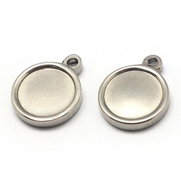 

PandaHall 304 Stainless Steel Pendant Cabochon Settings, Double-sided Tray, Flat Round, Stainless Steel Color, Tray: 15mm, 21x18x2mm, Hole...