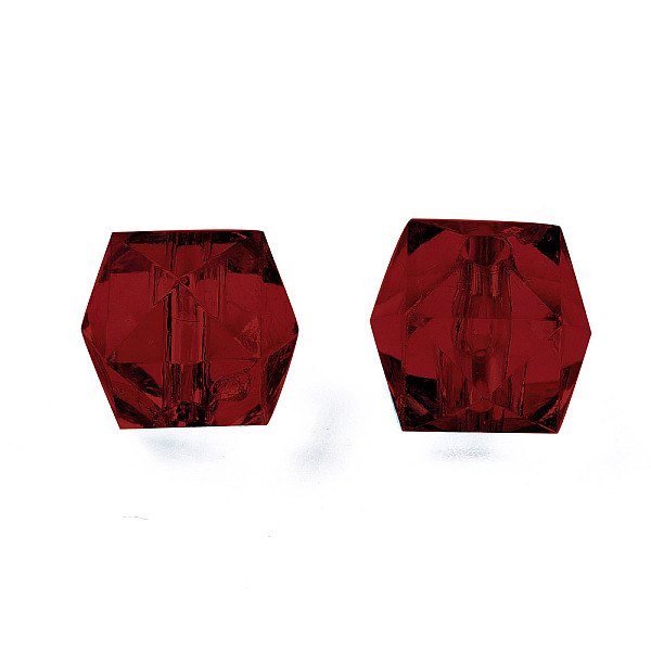 

PandaHall Transparent Acrylic Beads, Faceted, Cube, Dark Red, 8x8x7.5mm, Hole: 1.6mm, about 1730pcs/500g Acrylic Cube