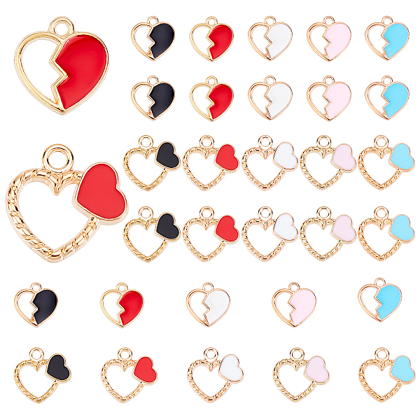 

PandaHall 60Pcs 10 Style Alloy Enamel Pendants, Heart, Mixed Color, 6pcs/style Alloy+Enamel Heart Multicolor