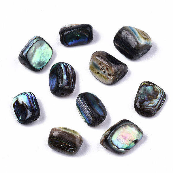 

PandaHall Natural Abalone Shell/Paua Shell Beads, Nuggets, Colorful, 10.5x7.5~8.5x4~7.5mm, Hole: 1mm Paua Shell Nuggets