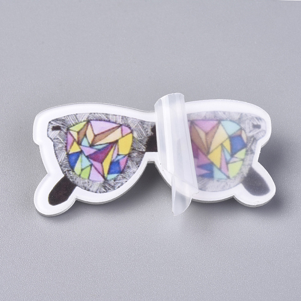 

PandaHall Acrylic Badges Brooch Pins, Cute Lapel Pin, for Clothing Bags Jackets Accessory DIY Crafts, Glasses, Colorful, 23x50x8.5mm, Pin...