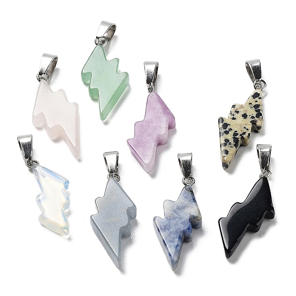 

PandaHall Natural & Synthetic Mixed Gemstone Pendants, Lightning Bolt Charms with Stainless Steel Color Plated 201 Stainless Steel Snap on...