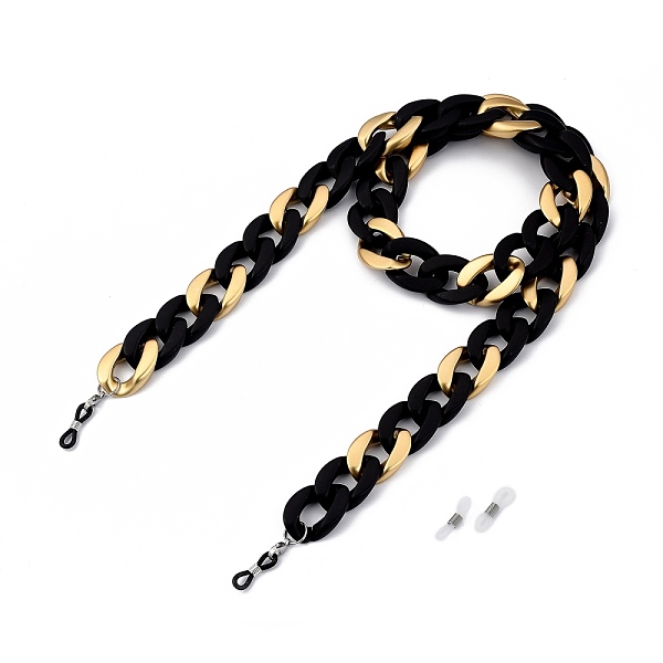 

PandaHall Eyeglasses Chains, Neck Strap for Eyeglasses, with Acrylic Curb Chains, 304 Stainless Steel Lobster Claw Clasps and Rubber Loop..., Gold