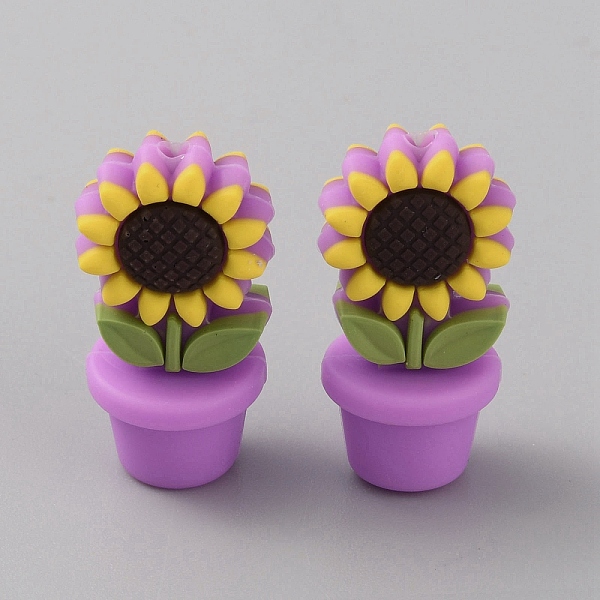 

PandaHall Sunflower Flowerpot Food Grade Eco-Friendly Silicone Beads, Chewing Beads For Teethers, DIY Nursing Necklaces Making, Dark Orchid...