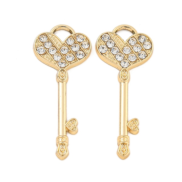 

PandaHall UV Plating Alloy Rhinestone Pendants, Key, Golden, 36x15x2.5mm, Hole: 4x5mm Alloy+Rhinestone Key Clear
