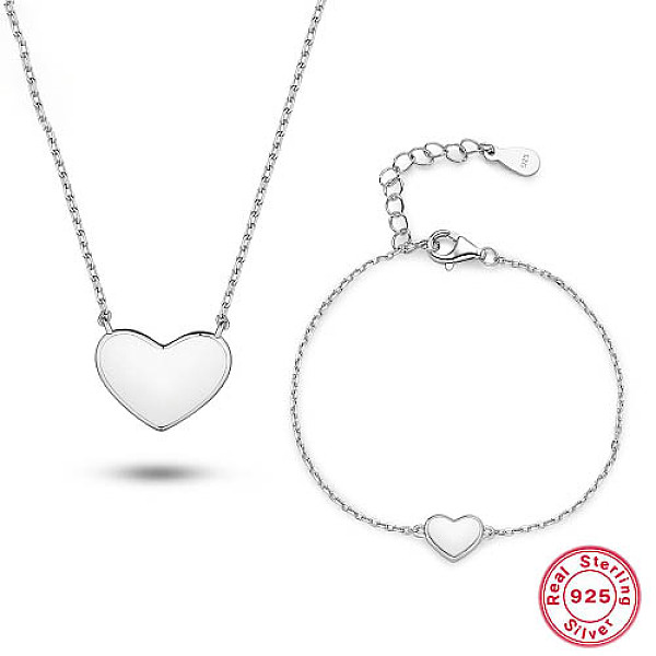 

PandaHall Rhodium Plated 925 Sterling Silver Heart Jewelry Set, Enamel Pendant Necklaces and Link Bracelet, Platinum, 5.12 inch(13cm), 12.20...