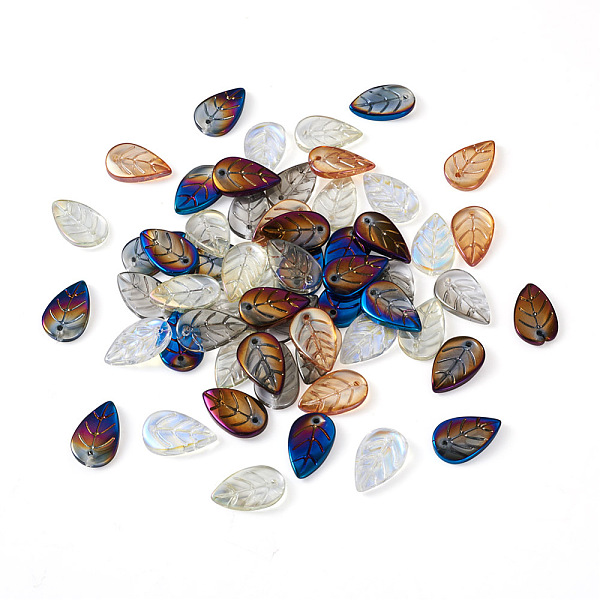 

PandaHall Spritewelry 140Pcs 7 Colors Glass Pendant, for Hair Accessories, Leaf, Mixed Color, 17.5x11x3mm, Hole: 1.2mm, 20pcs/color Glass..., Multicolor