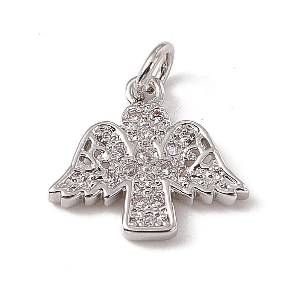 

PandaHall Brass Micro Pave Clear Cubic Zirconia Pendants, Angel Charms, with Open Jump Rings, Platinum, 12.5x13.5x1.5mm, Hole: 2.7mm...