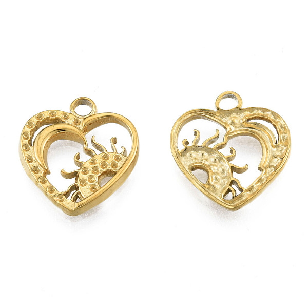 

PandaHall 304 Stainless Steel Pendant Rhinestone Settings, Heart with Sun, Real 18K Gold Plated, Fit For 1mm Rhinestone, 19x17x2mm, Hole...