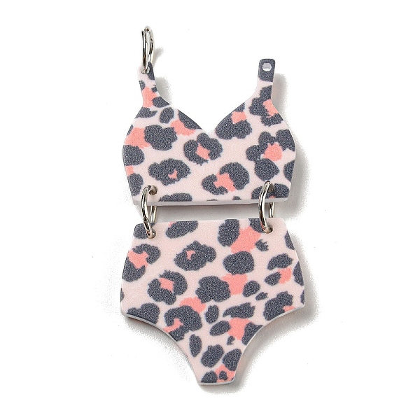 

PandaHall Printed Acrylic Pendants, with Iron Jump Ring, Leopard Print Swimsuit, Misty Rose, 46x23x2mm, Hole: 5.5mm Iron+Acrylic Clothes