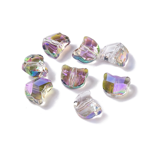 

PandaHall 100Pcs Electroplate Glass Beads, Cat Shape, Faceted, Light Grey, 7x6x4.5mm, Hole: 1mm, 100pcs/set Glass Cat Shape