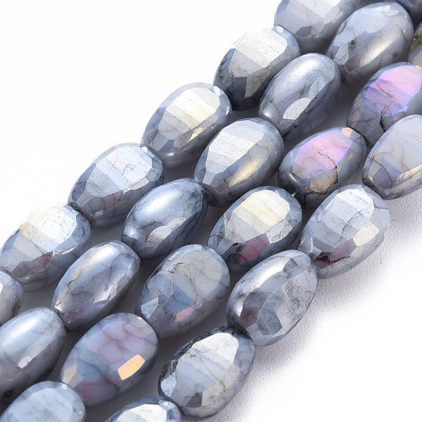

PandaHall Opaque Baking Painted Crackle Glass Beads Strands, Faceted, AB Color Plated, Melon Seeds, Dark Gray, 9x6x4.5mm, Hole: 1.2mm, about...