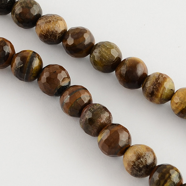 

PandaHall Natural Tiger Eye Round Bead Strands, Faceted, 4mm, Hole: 1mm, about 100pcs/strand, 14.9 inch Tiger Eye Round Brown