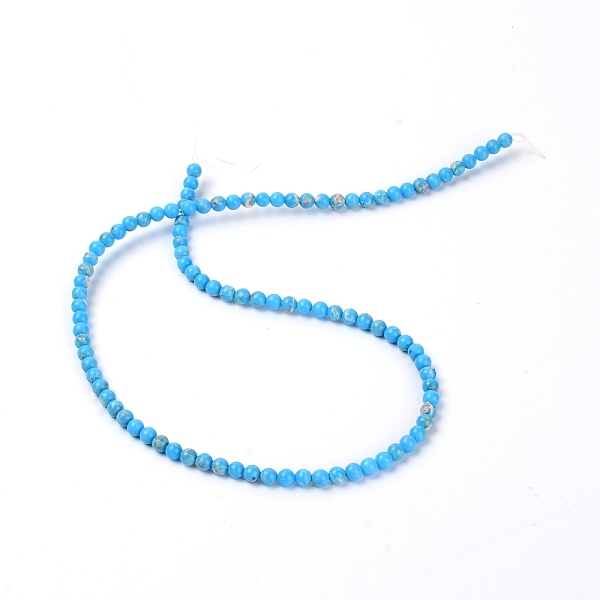 

PandaHall Natural Imperial Jasper Beads Strands, Dyed, Round, Sky Blue, 391x4mm, Hole: 1mm, about 90pcs/strand Imperial Jasper Round