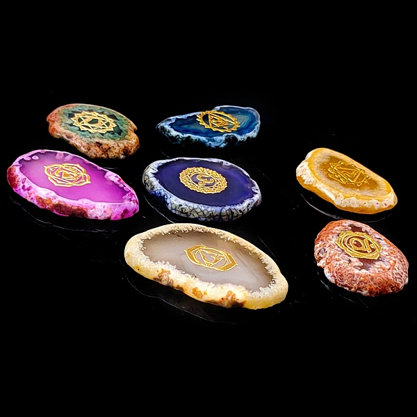 

PandaHall Chakra Natural Agate Nuggets Stone, Pocket Palm Stone for Reiki Balancing, Home Display Decorations, Mixed Color, 30~50x5mm..., Multicolor