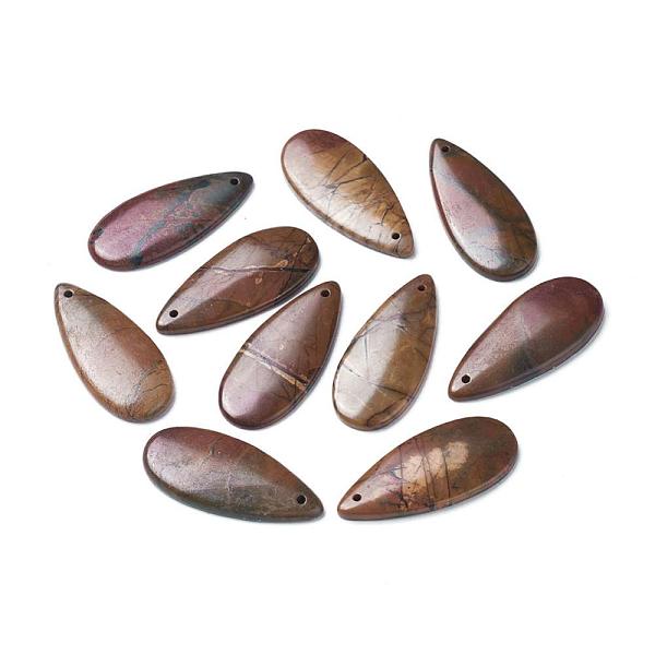 

PandaHall Natural Picasso Stone/Picasso Jasper Pendants, teardrop, 41~42x18~19x3~5mm, Hole: 1.5mm Picasso Jasper Teardrop