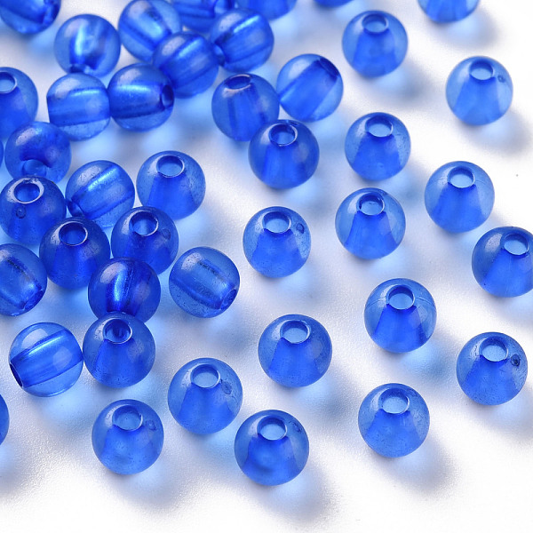 

PandaHall Transparent Acrylic Beads, Round, Royal Blue, 6x5mm, Hole: 1.8mm, about 4400pcs/500g Acrylic Round