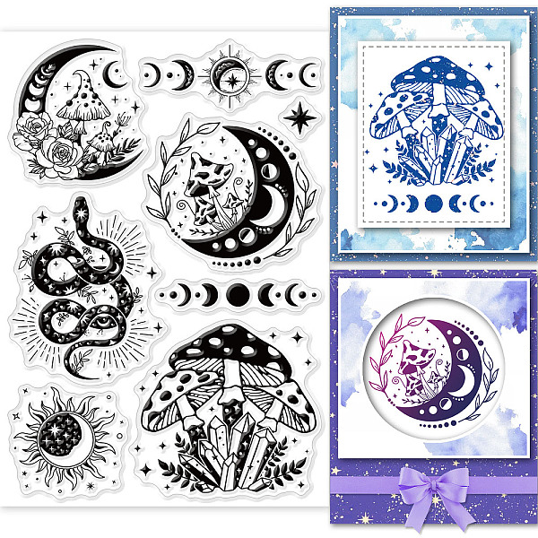 

PandaHall PVC Plastic Stamps, for DIY Scrapbooking, Photo Album Decorative, Cards Making, Stamp Sheets, Moon Pattern, 160x110x3mm Plastic...