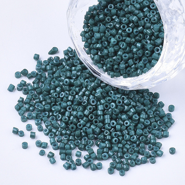 

PandaHall Glass Cylinder Beads, Seed Beads, Baking Paint, Round Hole, Dark Green, 1.5~2x1~2mm, Hole: 0.8mm, about 8000pcs/bag, about...