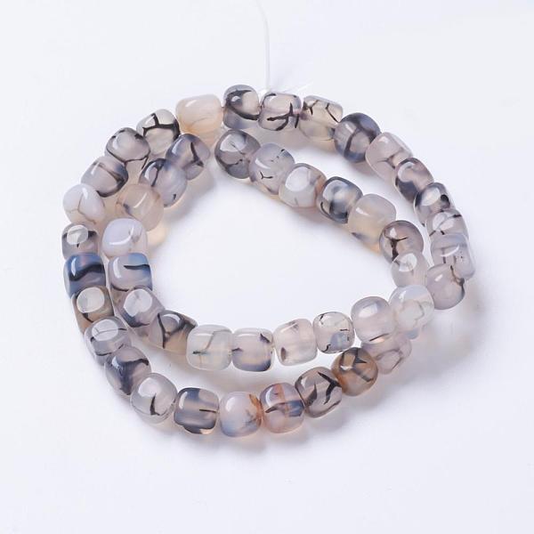 

PandaHall Natural Crackle Agate Bead Strands, Dyed & Heated, Square, 7~8x6.5~8x6.5~8mm, Hole: 1mm, about 48pcs/strand, 13.7 inch~14.1 inch..., Pink