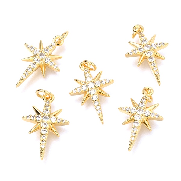 

PandaHall Brass Micro Pave Clear Cubic Zirconia Pendants, with Jump Rings, Star, Real 18K Gold Plated, 18.8x12x2.9mm, Hole: 2.4mm...