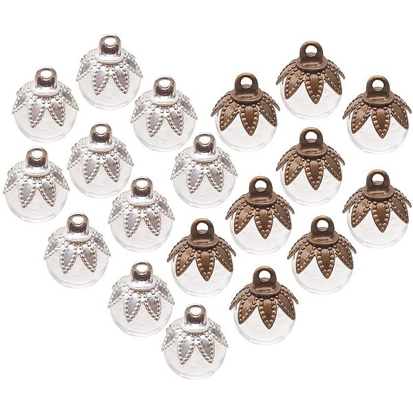 

PandaHall DIY Jewelry Findings, Brass Pendants Bails, For Glass Globe Bottle, and Round Mechanized Blown Glass Globe Beads, Mixed Color, 8mm...