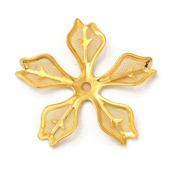 

PandaHall Brass Bead Cap, with Iron Finding, Etched Metal Embellishments, Flower, Golden, 34.5x37.5x3mm, Hole: 2mm Brass