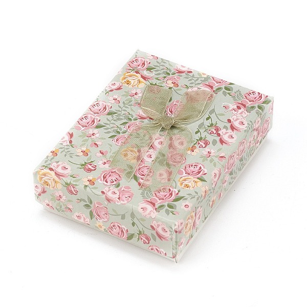 Boîte d'emballage de bijoux en carton à motif de fleurs