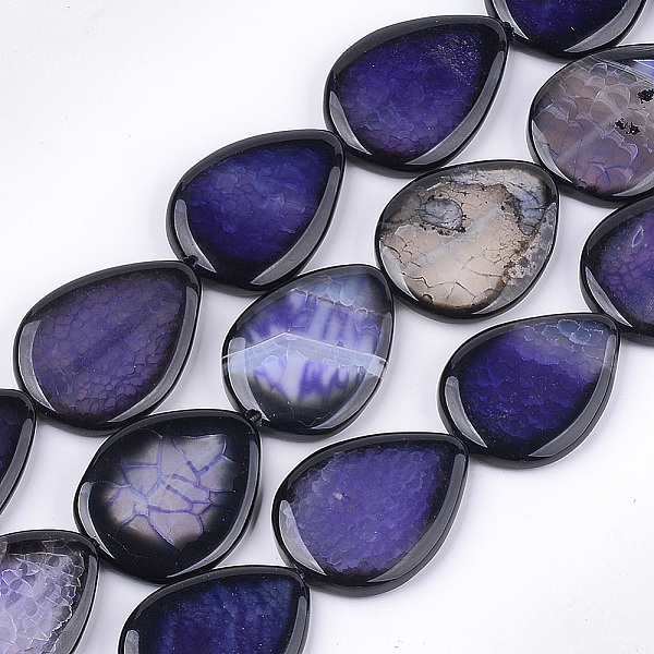 

PandaHall Natural Crackle Agate Beads Strands, Dyed, Teardrop, Mauve, 40~41x29~31x5.5~7mm, Hole: 2mm, about 10pcs/strand, 15.5 inch Crackle..., Purple