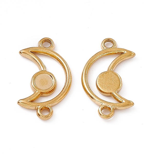

PandaHall Ion Plating(IP) 304 Stainless Steel Cabochon Connector Settings, Moon, Real 18K Gold Plated, Tray: 4mm, 20.5x11.5x2mm, Hole: 1.5mm...