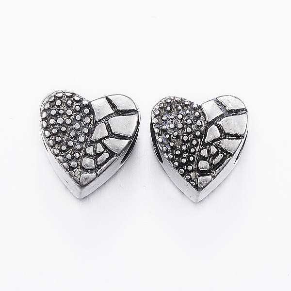 

PandaHall 304 Stainless Steel European Beads, Large Hole Beads, Heart, Mixed Color, 11x11x8.5mm, Hole: 5mm 304 Stainless Steel Heart