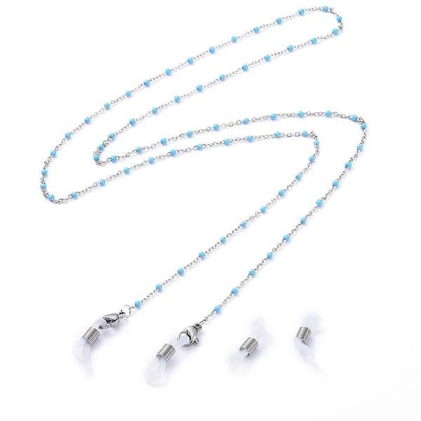 

PandaHall 304 Stainless Steel Eyeglasses Chains, Neck Strap for Eyeglasses and Reading Glasses, with Enamel, Lobster Claw Clasps and Rubber..., Multicolor