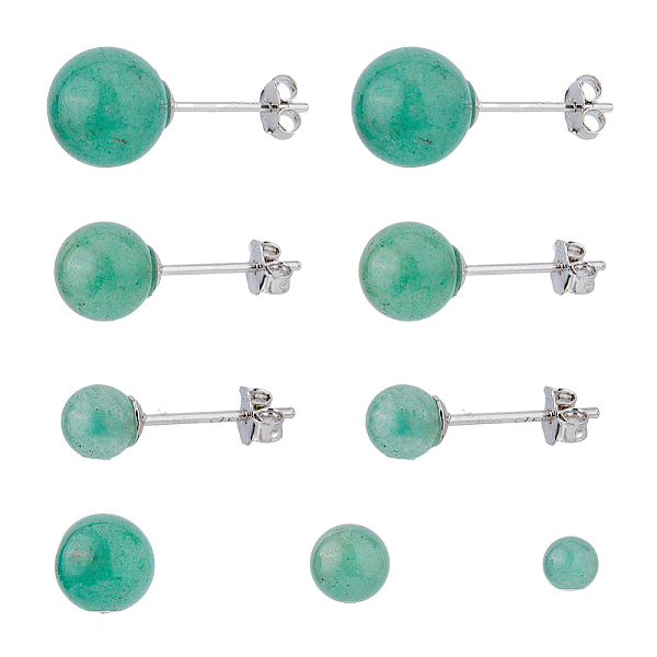 

PandaHall FIBLOOM 3 Pairs 3 Styles Natural Green Aventurine Round Stud Earrings with 925 Sterling Silver Pins, 15~19x4.5~6.5mm, 1 Pair/style...