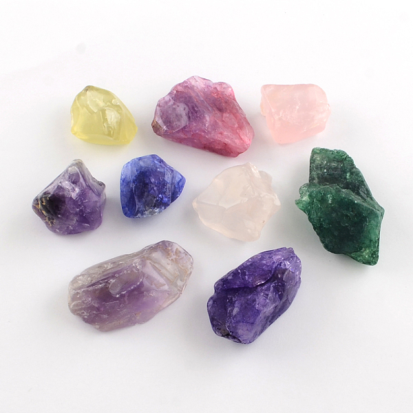 

PandaHall Mixed Shape Dyed Natural Quartz Crystal Gemstone Beads, No Hole/Undrilled, 25~55x18~37x13~20mm Quartz Crystal Mixed Shapes