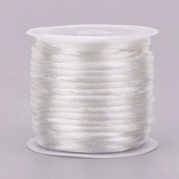 

PandaHall Nylon Cord, Satin Rattail Cord, for Beading Jewelry Making, Chinese Knotting, White, 2mm, about 10.93 yards(10m)/roll Nylon White