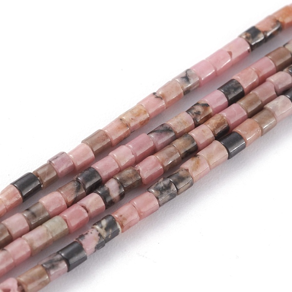 PandaHall Natural Rhodonite Beads Strands, Column, 2x2mm, Hole: 0.8mm, about 154~160pcs/strand, 15.16~15.75 inch(38.5~40cm) Rhodonite Column