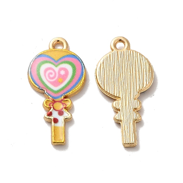 

PandaHall Alloy Enamel Pendants, Golden, Heart Lollipop Charm, Pink, 24x12x2mm, Hole: 1.5mm Alloy+Enamel Lollipop Pink